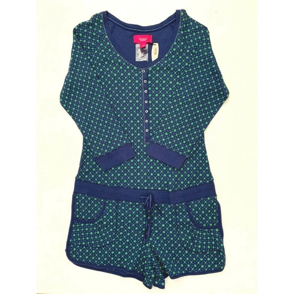 Victoria Secret PJ Romper XS One Piece Loungewear Sleep Pajama Thermal VTG NWT